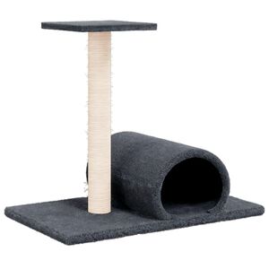 vidaXL kassi kraapimispost koos tunneliga, tumehall, 60 x 34,5 x 50 cm
