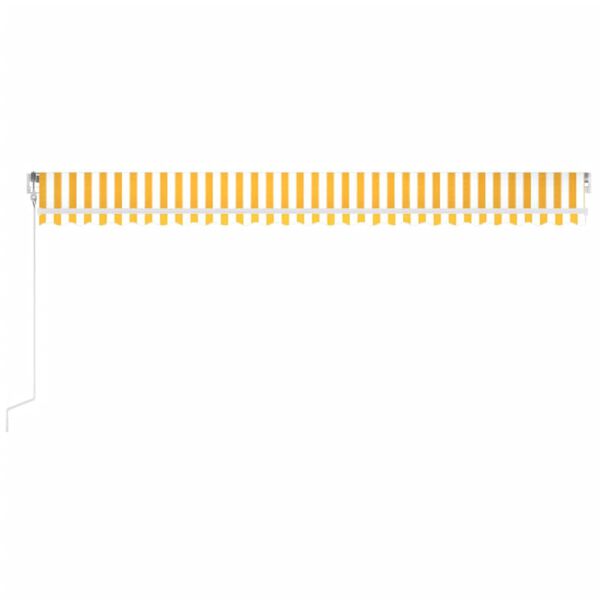 vidaXL automaatne varikatus, LED, tuuleandur, 600x350 cm kollane/valge