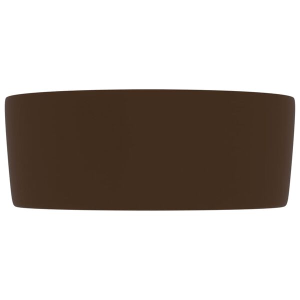 vidaXL luksuslik valamu ümar, matt tumepruun, 40 x 15 cm, keraamiline