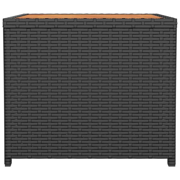 vidaXL teelaud puidust lauaplaadiga, must, pol&uuml;rotang ja akaatsiapuit