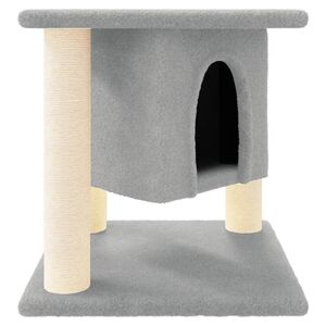 vidaXL kassimaja sisalk&ouml;itega kraapimispuudega, helehall, 37 cm