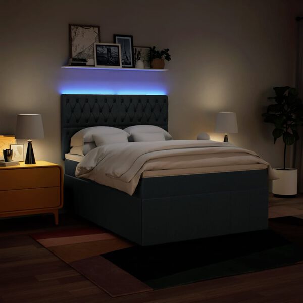 vidaXL kontinentaalvoodi madratsiga, sinine, 160x200 cm, kangas