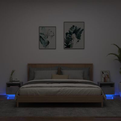 vidaXL öökapid LED-tuledega 2 tk, betoonhall, 40 x 39 x 37 cm