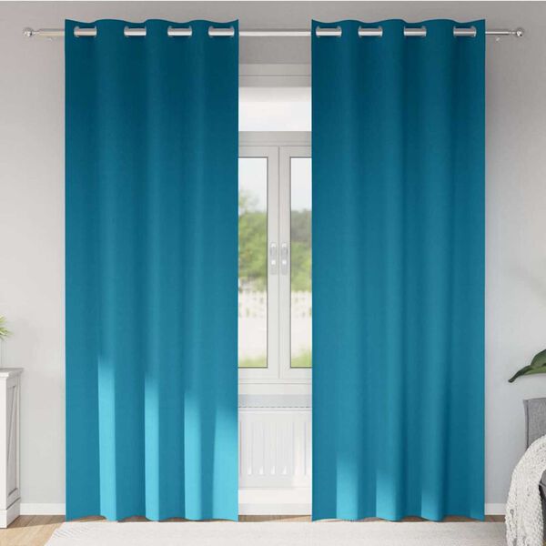 vidaXL Kardinad r&otilde;ngastega 2 pcs T&uuml;rkiis 260 x 140 cm Pol&uuml;ester