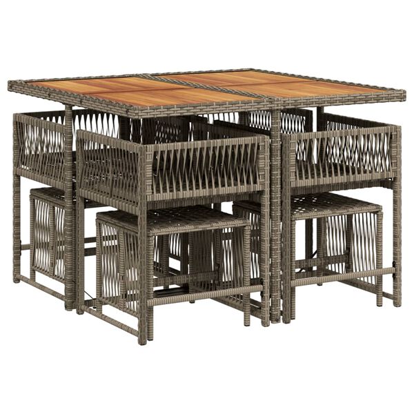 vidaXL 9-osaline aiam&ouml;&ouml;bli komplekt patjadega, hall, pol&uuml;rotang