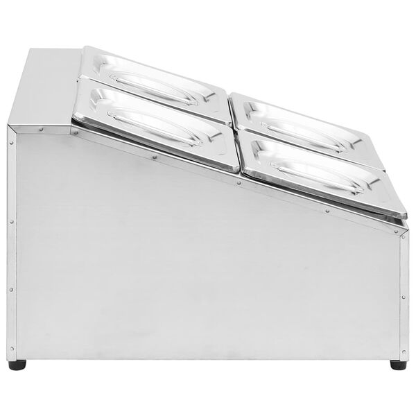 vidaXL toiduplaadi hoidja 4 GN 1/6 panniga, roostevaba teras