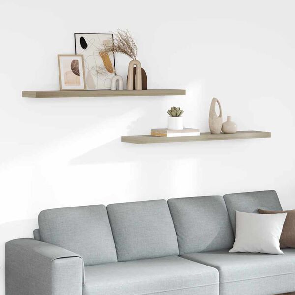 vidaXL seinariiulid, 2 tk, tammev&auml;rvi, 120x23,5x3,8 cm MDF