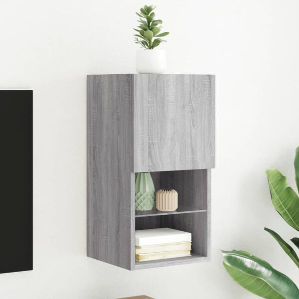 vidaXL LED-tuledega telerikapp, hall Sonoma tamm, 30,5 x 30 x 60 cm