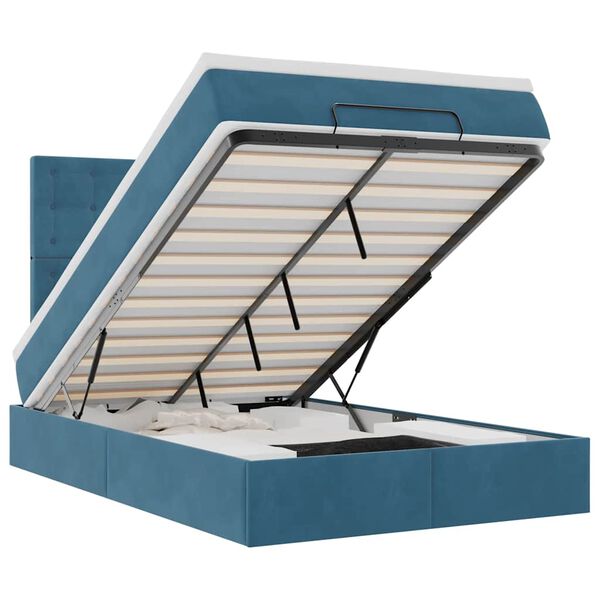 vidaXL Ottomani voodiraam madratsitega, tumesinine, 120x190 cm, samet