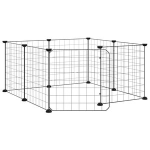 vidaXL 8-paneeliga lemmikloomapuur uksega, must, 70 x 70 x 35 cm, teras