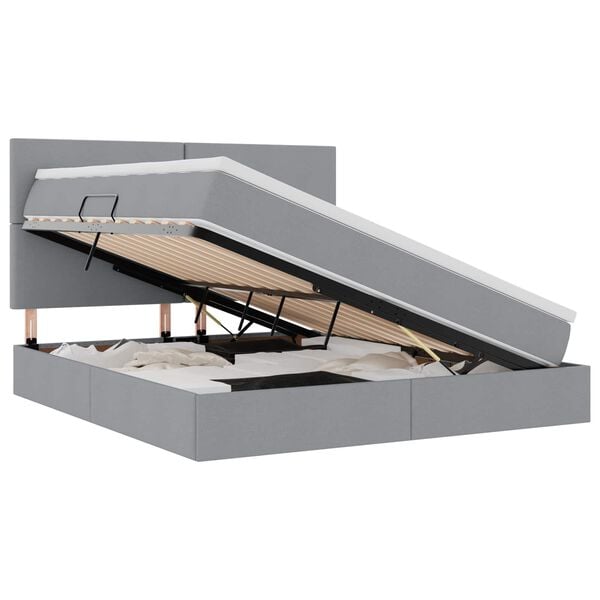 vidaXL Voodi hoiukohaga ja madratsiga Helehall 160 x 200 cm Pol&uuml;ester