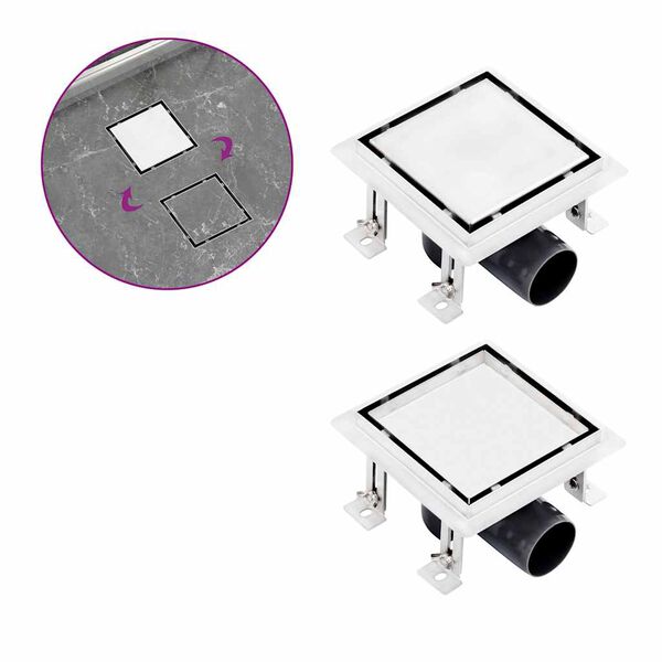 vidaXL du&scaron;i &auml;ravoolus&uuml;steem, kaks &uuml;hes kate, 15x15 cm roostevaba teras