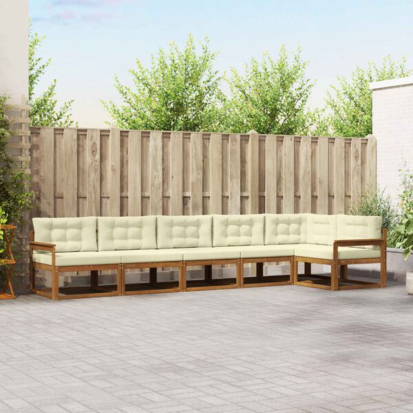 vidaXL V&auml;li diivanikomplekt padjaga 6 pcs Looduslik ja kreem