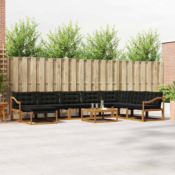 vidaXL V&auml;li diivanikomplekt 9 pcs Looduslik ja must Tugev akatsiapuu