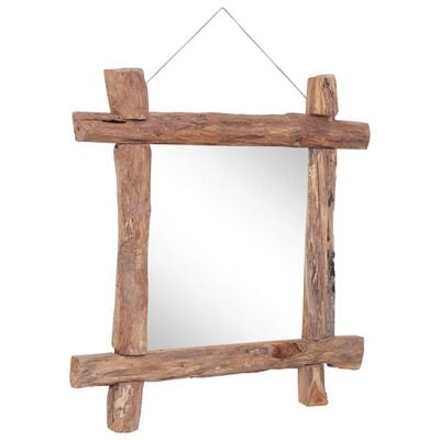 vidaXL puust peegel, naturaalne, 70 x 70 cm, tugev taastatud puit