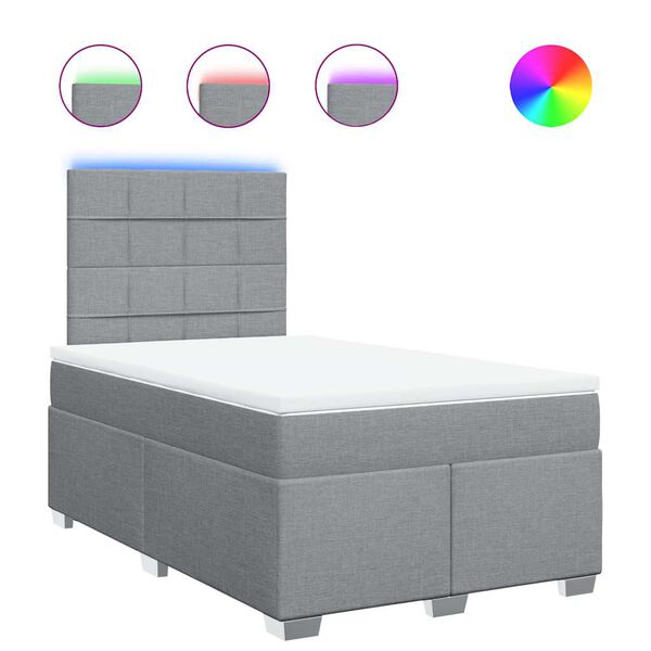 vidaXL kontinentaalvoodi madratsiga, helehall, 120x200 cm, kangas