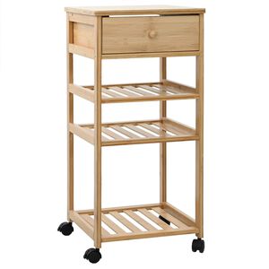 vidaXL K&ouml;&ouml;gik&auml;ru ratastega Neutraalne 37 x 36 x 80 cm Bambus