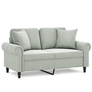 vidaXL 2-kohaline diivan patjadega, helehall, 120 cm, samet