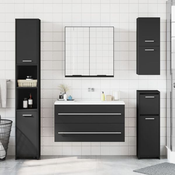 vidaXL vannitoa peegelkapp, must, 64x20x67 cm, tehispuit