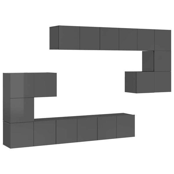 vidaXL 10-osaline telerikappide komplekt, hall, puitlaastplaat