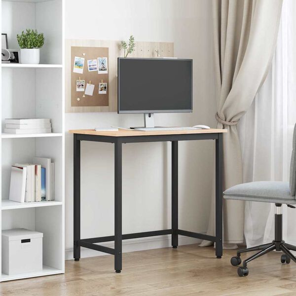 vidaXL laud Neutraalne 80 x 50 x 77 cm T&ouml;&ouml;deldud puit ja teras