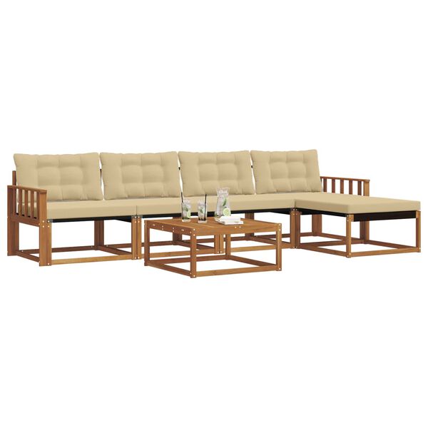 vidaXL V&auml;li diivanikomplekt padjaga 6 pcs Looduslik ja beež