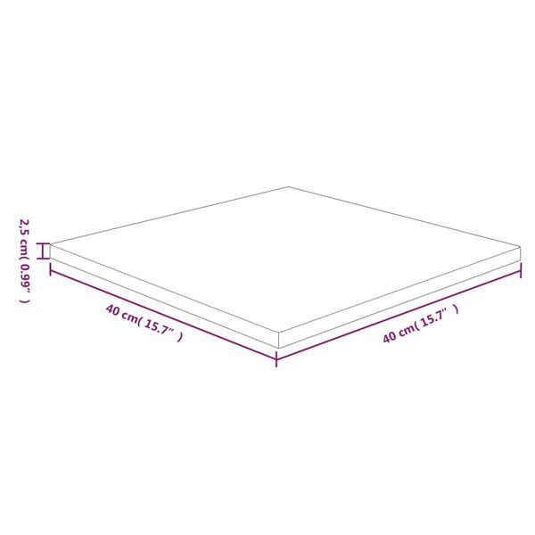 vidaXL kandiline lauaplaat, tumepruun, 40x40x2,5cm, t&ouml;&ouml;deldud tamm