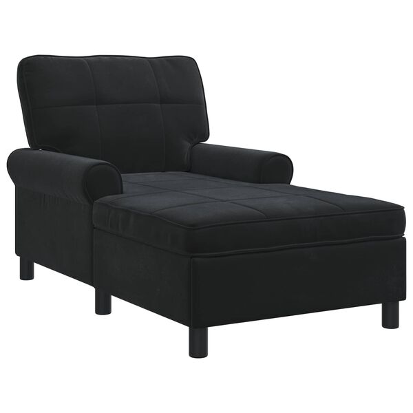 vidaXL Chaise Lounge padjaga Must 91 x 157 x 91 cm Samet