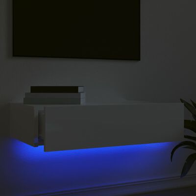 vidaXL telerialus LED-tuledega, kõrgläikega valge, 60 x 35 x 15,5 cm