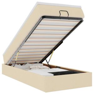 vidaXL Ottomani voodiraam madratsiga, kreemjas, 90x190cm, kangas