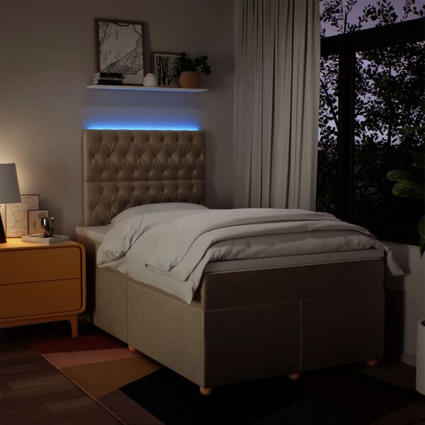 vidaXL kontinentaalvoodi madratsiga, kreemjas, 120x200 cm, kangas