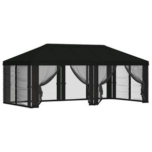 vidaXL Gazebo katte k&uuml;lgseinadega 6 x 3 m Must Pol&uuml;ester 190