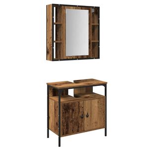 vidaXL Vannitoa m&ouml;&ouml;bleset riiuliga ladustamisega 2 pcs Pruun Tehispuit