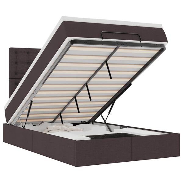 vidaXL ottomani voodiraam madratsiga, tumepruun, 120x190 cm, kangas