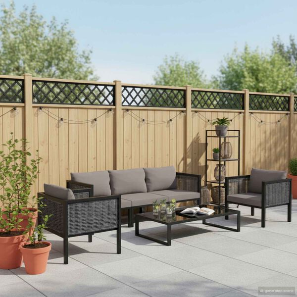 vidaXL 6-osaline aiamööblikomplekt patjadega, polürotang, antratsiithall