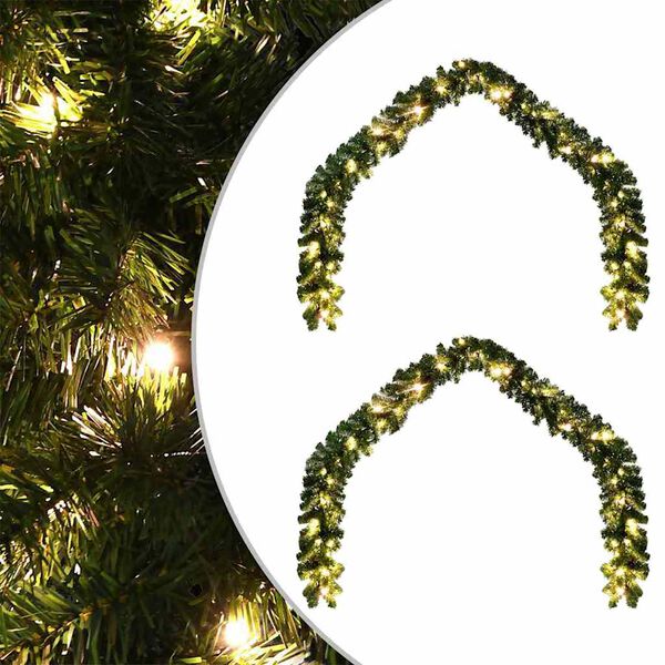 vidaXL Jõulutreenis koos 600 LED-iga 2 pcs Roheline PVC