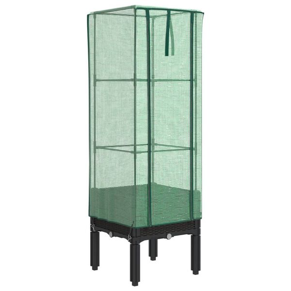vidaXL taimekast kasvuhoonekattega, rotangi välimus, 40 x 40 x 140 cm