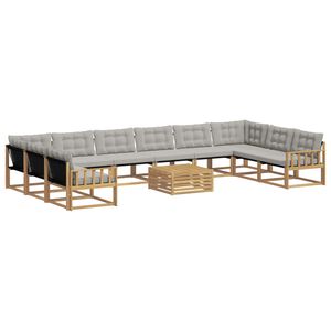 vidaXL V&auml;li diivanikomplekt padjaga 11 pcs Valge ja helehall