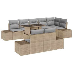 vidaXL Aia Diivanikomplekt padjaga 9 pcs Beež ja heledhall pol&uuml;rotang