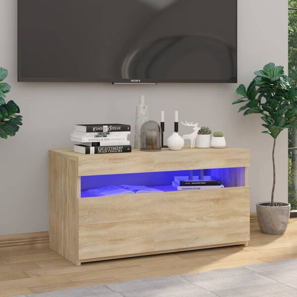 vidaXL telerialus LED-tuledega, Sonoma tamm, 75x35x40 cm
