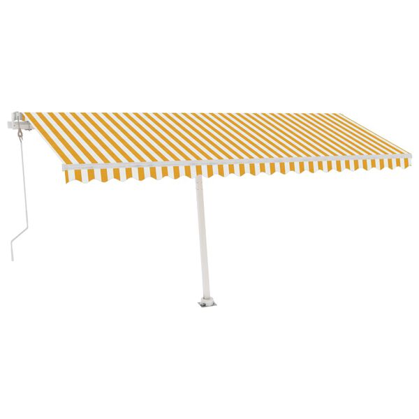 vidaXL automaatne varikatus, LED tuuleandur, 500x350 cm, kollane/valge