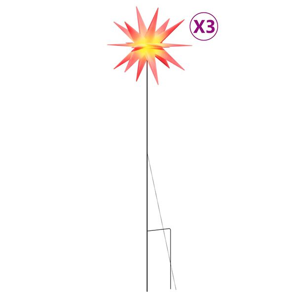 vidaXL jõulutuled ogadega 3 tk, LED, kokkupandav, punane, 35 cm