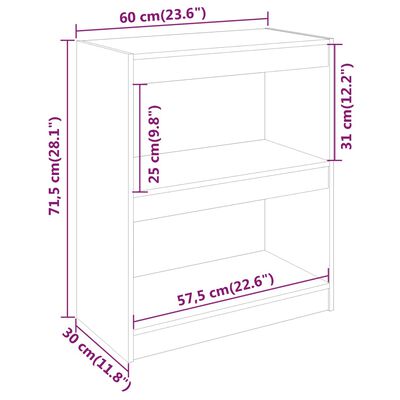 vidaXL raamaturiiul/ruumijagaja, must, 60 x 30 x 71,5 cm täismännipuit