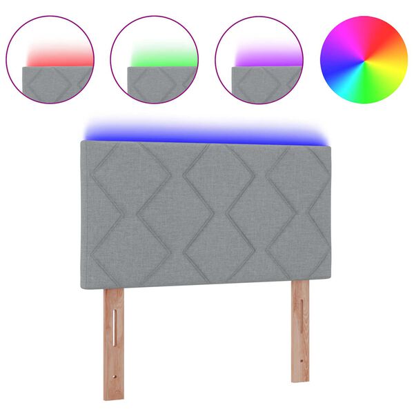 vidaXL Peats LED -ribatuledega peaga Helehall 90 cm kangas