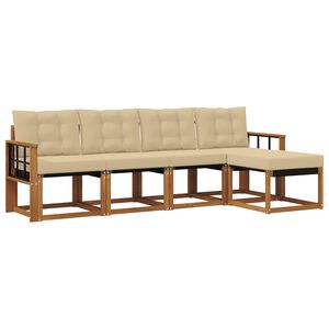 vidaXL V&auml;li diivanikomplekt padjaga 5 pcs Looduslik ja beež