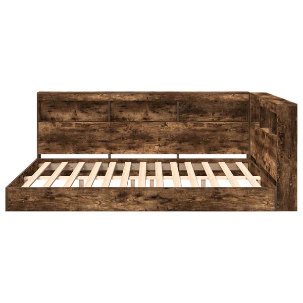 vidaXL Raamatukapitsee voodi Suitsutatud tamm 140 x 200 cm Tehispuit