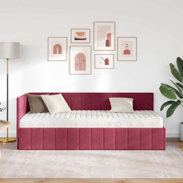 vidaXL Nurgavoodi raam koos madratsiga madratsiga 2 pcs Roheline Samet