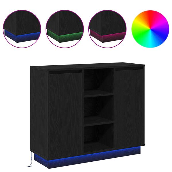 vidaXL LED Kummuti Must tamm 90 x 32 x 75 cm Tehispuit