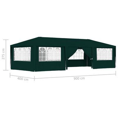 vidaXL professionaalne peotelk külgseintega, 4x9 m, roheline 90 g/m²