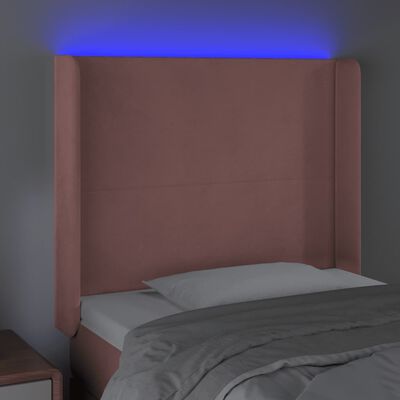 vidaXL LED-voodipeats, roosa, 83x16x118/128 cm, samet